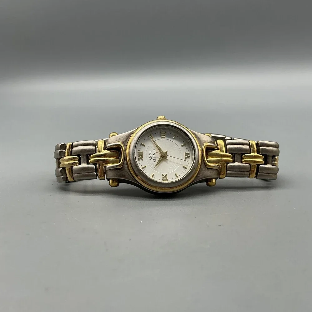 Anne Klein II Womens Watch 23mm White Dial Two Tone Band New Battery 6.25
